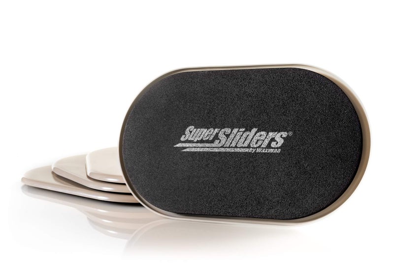 SUPER SLIDERS مزلقات سوبر سلايدرز 5 3/4 بوصة × 9 1/2 بوصة مزلقات أثاث بيضاوية قابلة لإعادة الاستخدام للسجاد - حركة سهلة وحماية السطح بيج (4 عبوات) - Image 1